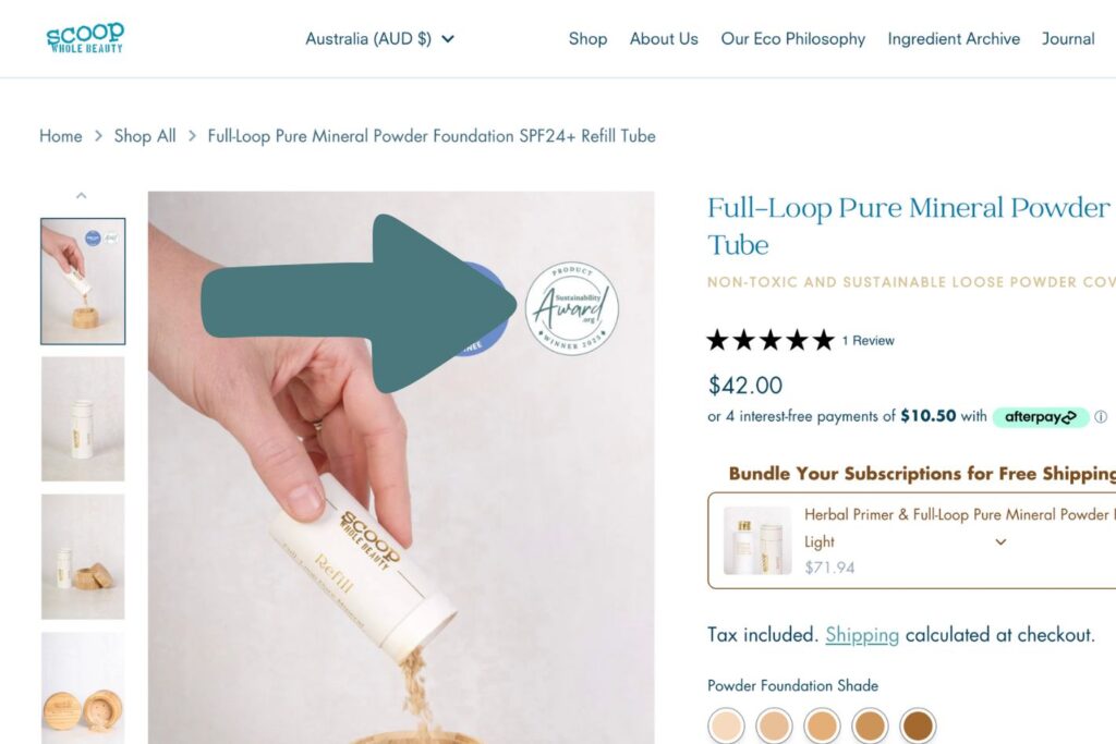 How to display product award on website