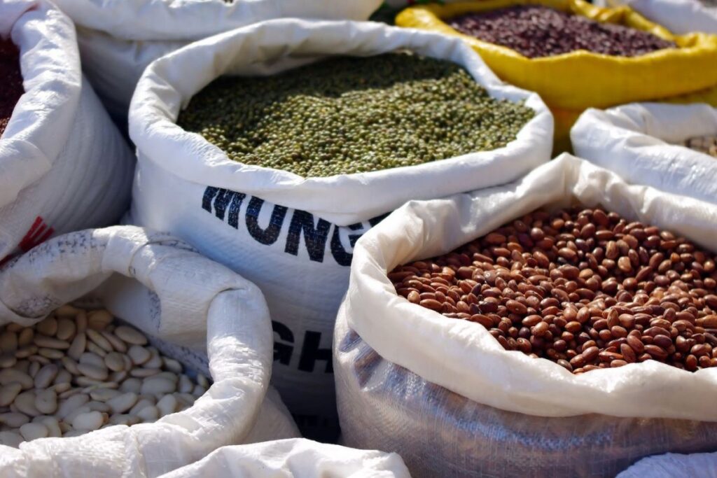 Dried beans in large bags